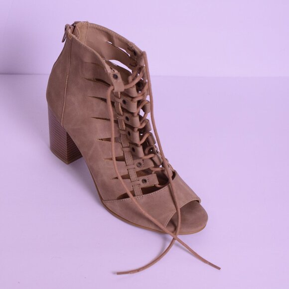 Rampage Women's Chunky Block Heel Lace Up Open Toe Gladiator Sandals - Size 8.5M - Picture 4 of 10